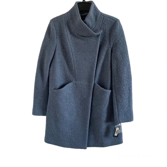 NWT Kenneth Cole New York Periwinkle Wool Blend Bouclé Coat Size Medium - Picture 1 of 6